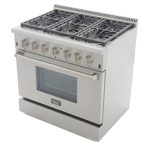 Kucht Gemstone Professional 36 in. 5.2 Cu. ft. Propane GAS Range with Convection Oven in Titanium Stainless Steel