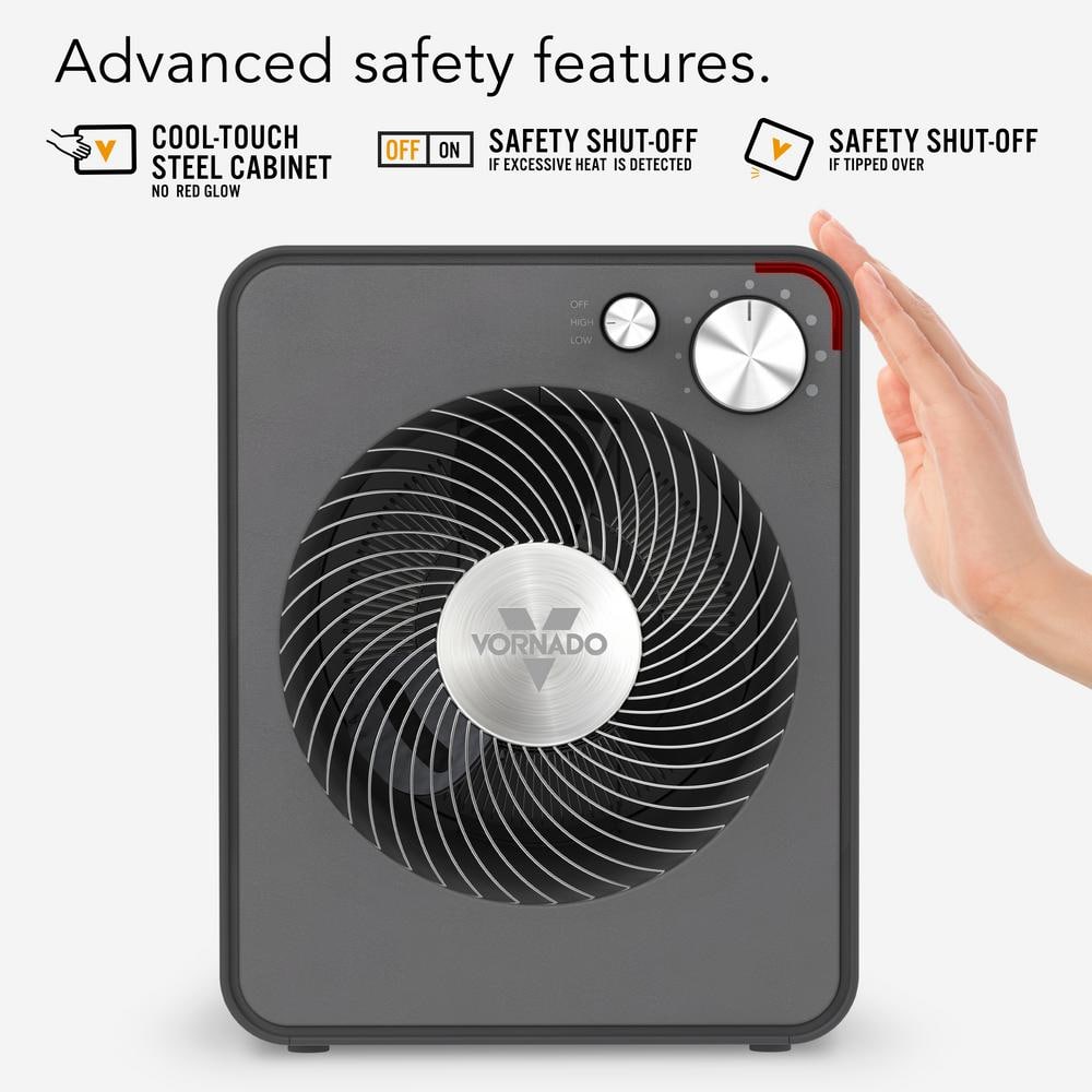 Vornado Gray Electric Space Heater with Thermostat and Auto Shut-off