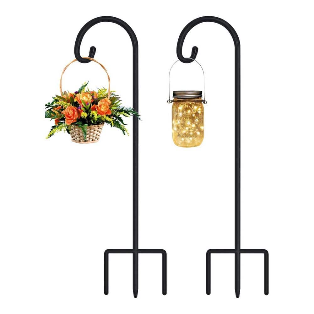 32 in. Adjustable Steel Shepherds Hooks for Outdoor Garden Hanging Plants Bird Feeders Solar Lights 2 Pack price history on PriceWatchPro