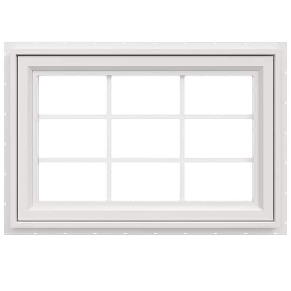 35.5 in. x 23.5 in. V-4500 Series White Vinyl Awning Window with Colonial Grids/Grilles