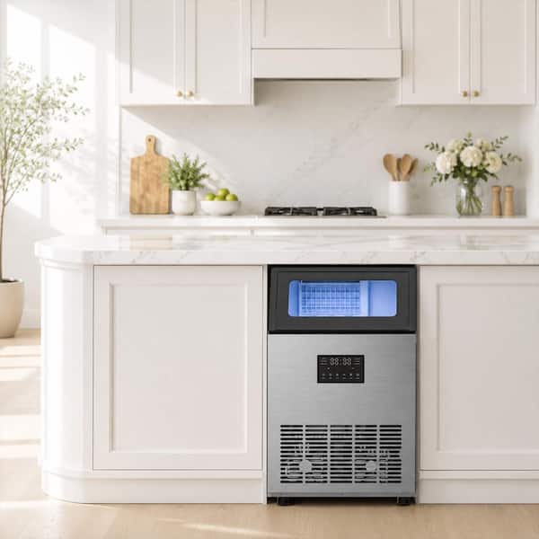 18.9 in. 120 lb./24H Full Size Cubes Freestanding/Built-In Ice Maker in Stainless Steel with Dual Water Supply Options