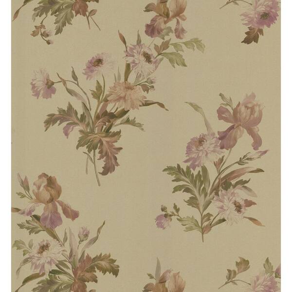 Brewster Kitchen and Bath Resource II Gold Iris Floral Wallpaper Sample