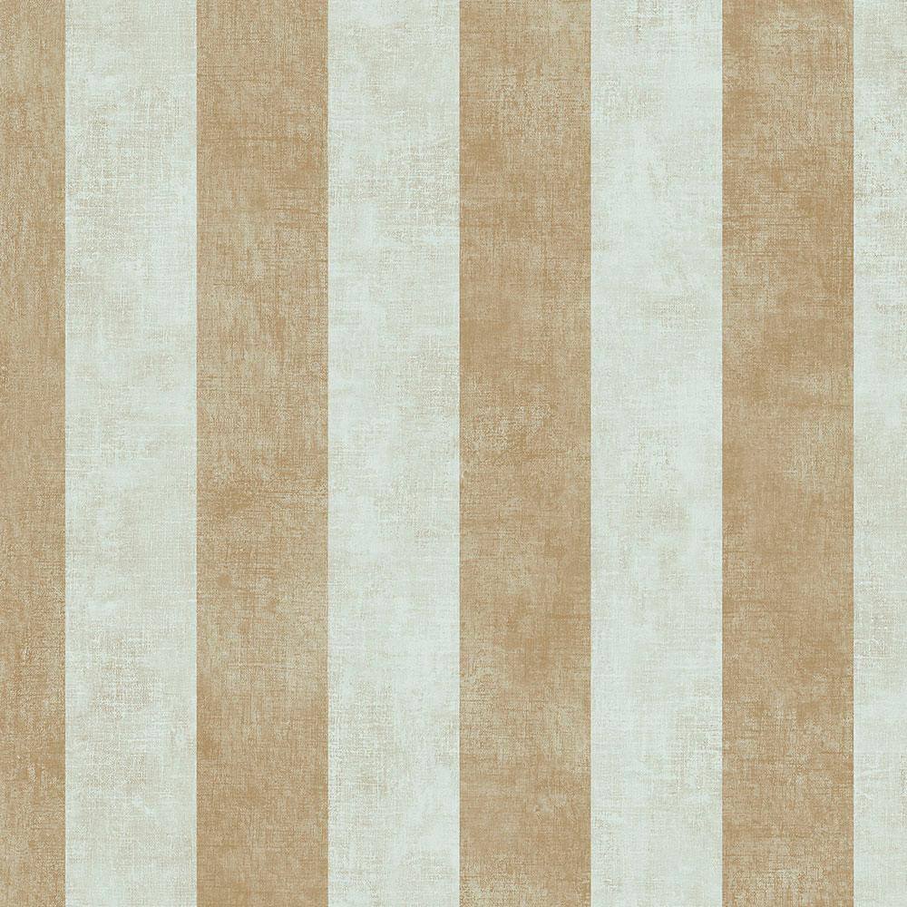 Light Green and Metallic Gold Striped Vinyl Wallpaper