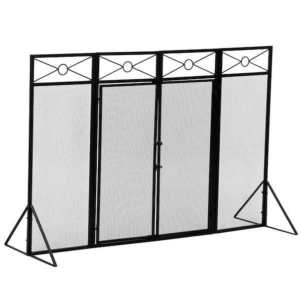 ITOPFOX 4Panel Folding Fireplace Screen Fence with 4Tools and 2Doors HDSA011OT101 The Home