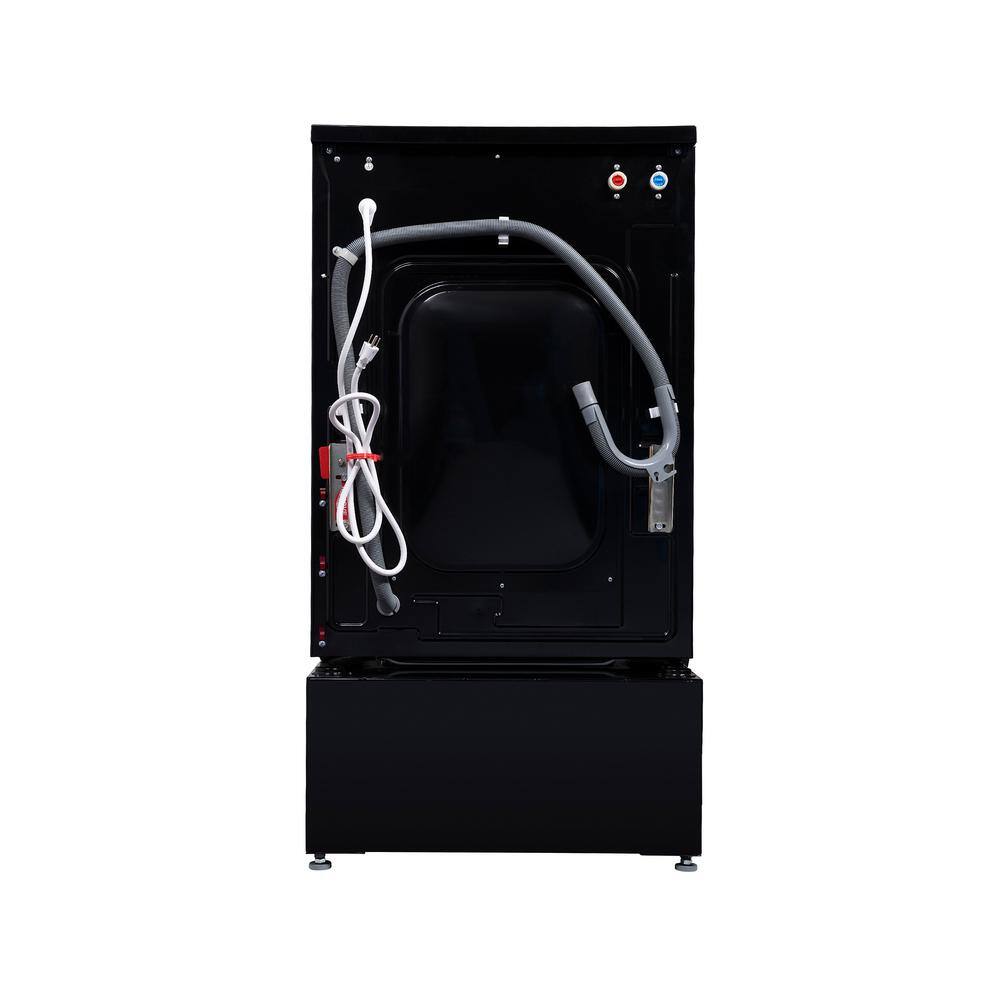 Black 1.62 cu. ft. Smart Electric All-in-One Washer Dryer with Pedestal