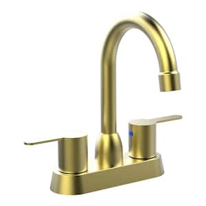 4 in. Centerset 2-Handle Bathroom Faucet with Spot Defense in Brushed Gold