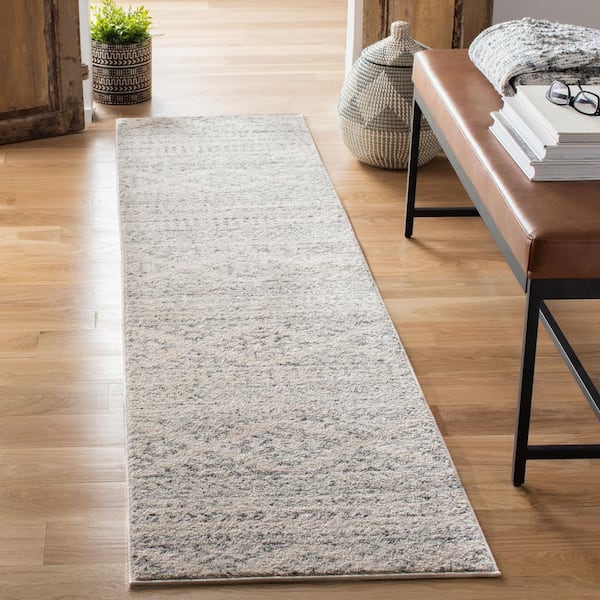 Tulum Ivory/Gray 2 ft. x 15 ft. Striped Tribal Geometric Runner Rug