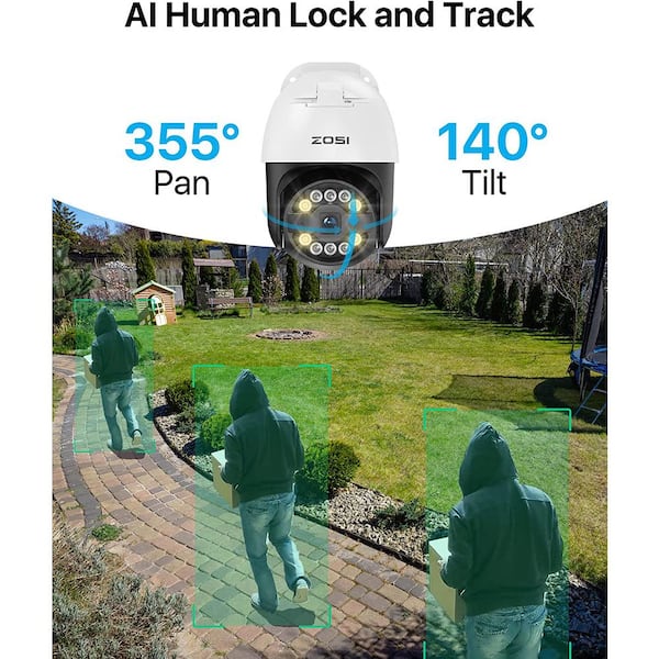 Dual Lens WiFi Outdoor Cameras For Home Security, 2.5K/5MP House