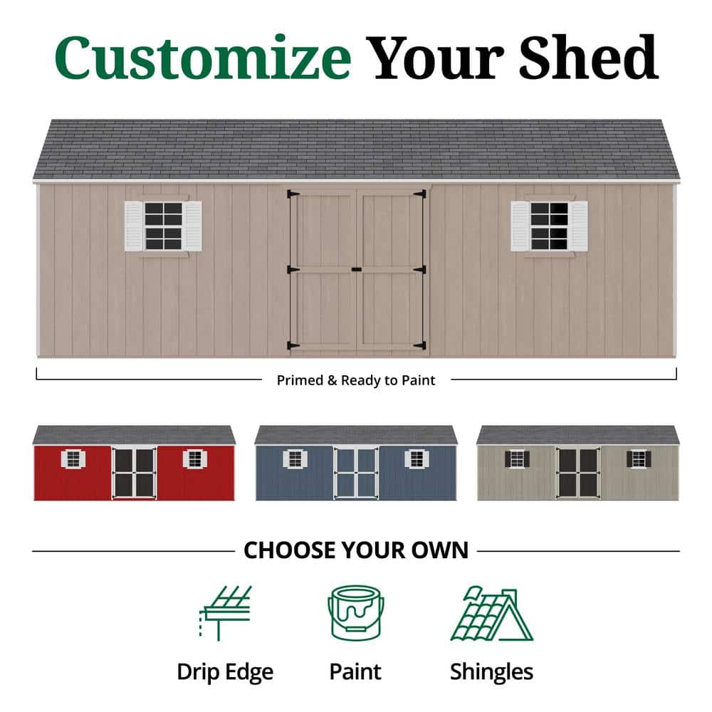 12x24 Dark Gray Wood Gable Storage Shed with Windows