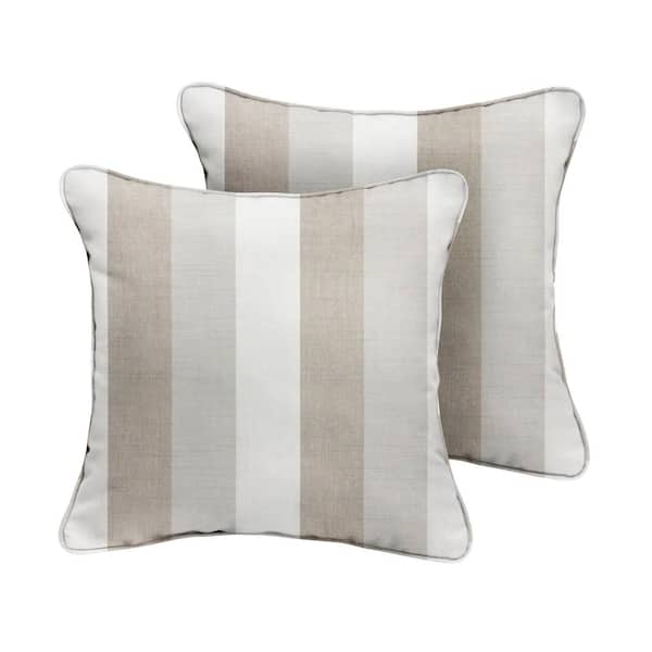 SORRA HOME Sunbrella Direction Linen Square Indoor/Outdoor Corded Throw Pillow (2-Pack)