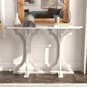 Doynton 45.9 in. Spray Paint White Oval Solid Wood Console Table