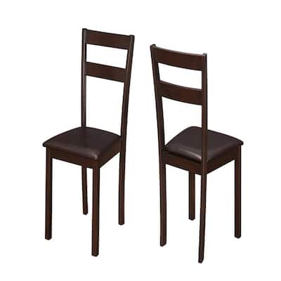 Jasmine Cappuccino Solid Wood, Foam, Veneer, Leather Dining Chair (2-Piece)