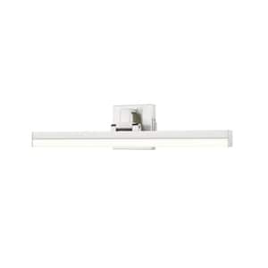 Liam 25 in. 2-Light Brushed Nickel Integrated LED Vanity Light with Frosted Plastic Shade