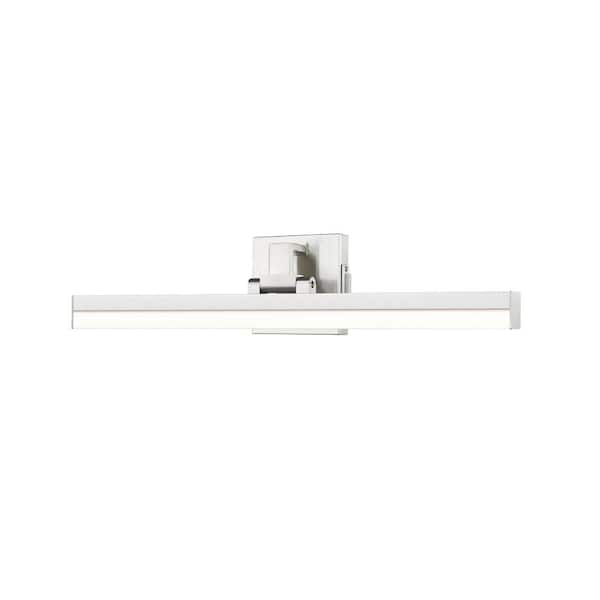 Unbranded Liam 25 in. 2-Light Brushed Nickel Integrated LED Vanity Light with Frosted Plastic Shade