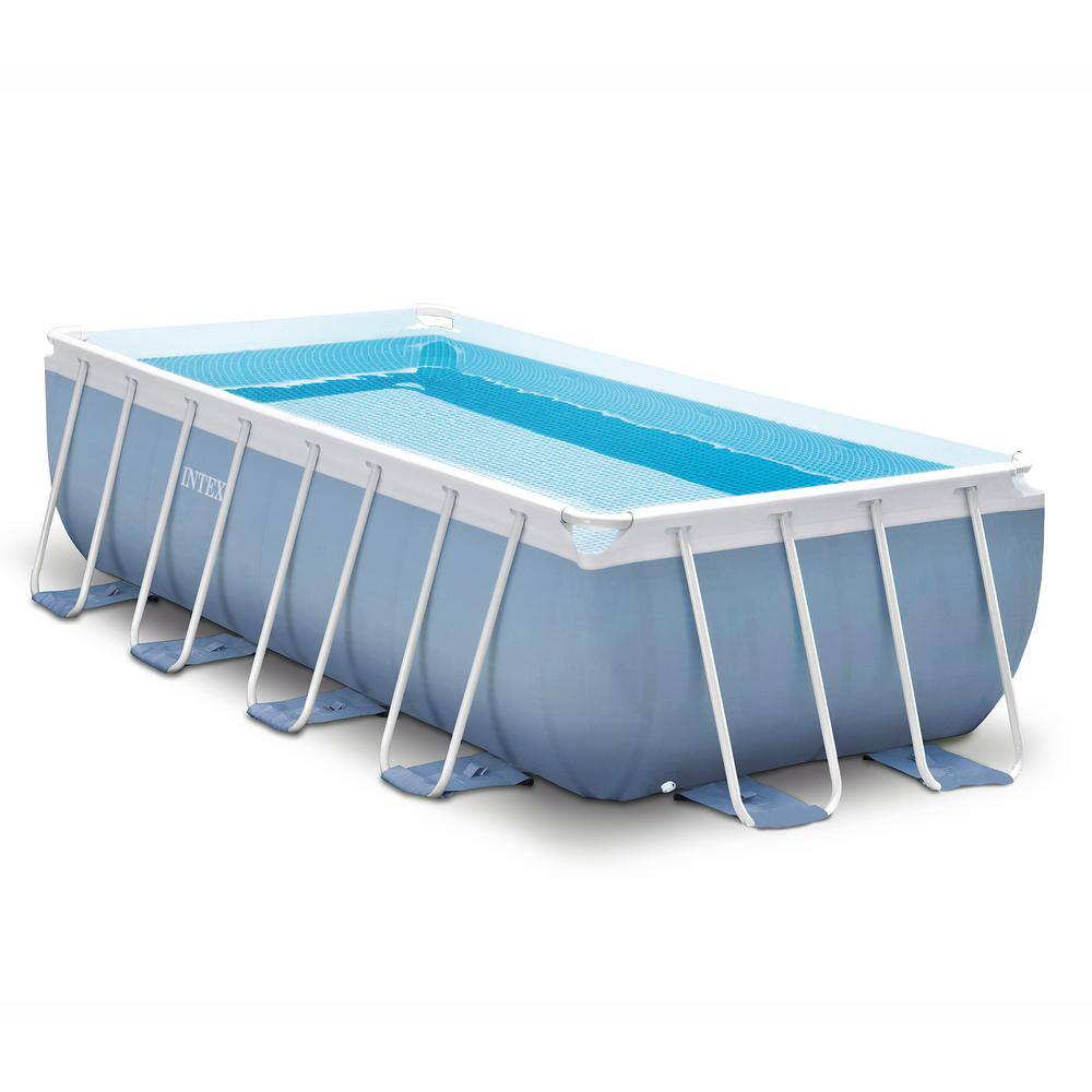 INTEX 16 ft. x 8 ft. x 42 in. D Rectangular Prism Frame Swimming Pool ...