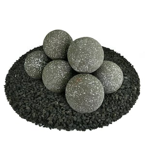 5 in. Set of 8 Ceramic Fire Balls in Charcoal Gray Speckled