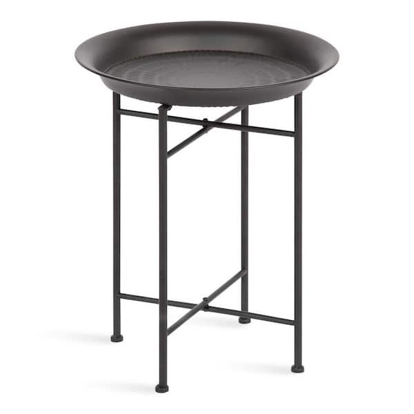Kate and Laurel Mahdavi 16.50 in. Black Round Metal End Table