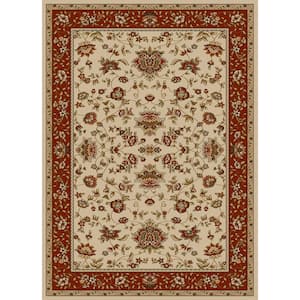 Como Ivory/Brick 3 ft. x 5 ft. Traditional Oriental Floral Area Rug