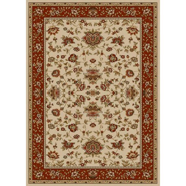 Unbranded Como Ivory/Brick 9 ft. x 12 ft. Traditional Oriental Floral Area Rug
