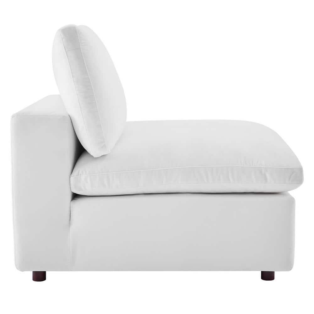 Luxurious White Velvet 4-Piece Sectional Sofa with Ottoman