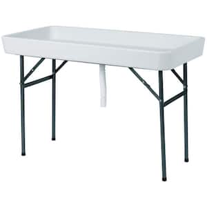 White 4-legs Ice Folding Table with Matching Plastic Skirt