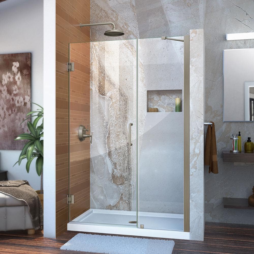 Unidoor 44 to 45 in. x 72 in. Frameless Hinged Shower Door in Brushed Nickel price history on PriceWatchPro