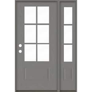 Farmhouse 50 in. x 80 in. 6-Lite Right-Hand/Inswing Clear Glass Malibu Grey Stain Fiberglass Prehung Front Door w/RSL