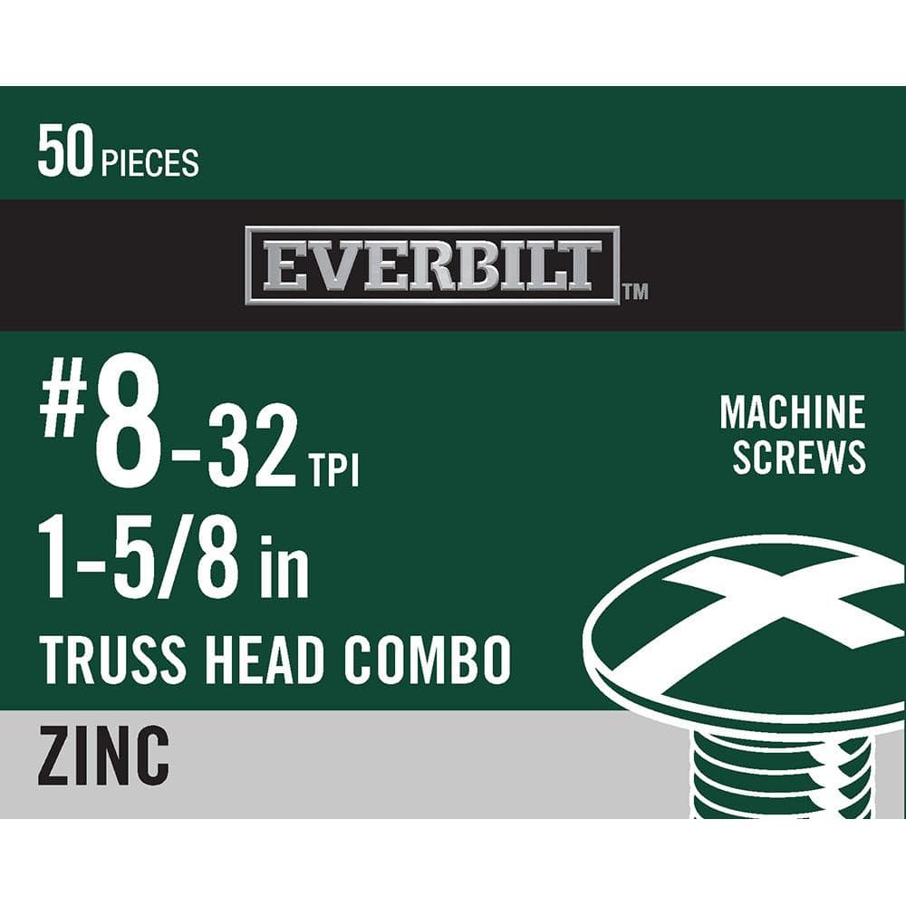 "#8-32 x 1-5/8 in. Combo Truss Head Zinc Plated Machine Screw (50-Pack)" price history on PriceWatchPro