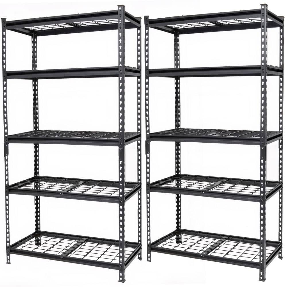 2-piece 5-Tier Heavy-Duty Garage Shelving, Adjustable Steel Shelving Unit, Shelf for Garage, Shed in Black price history on PriceWatchPro