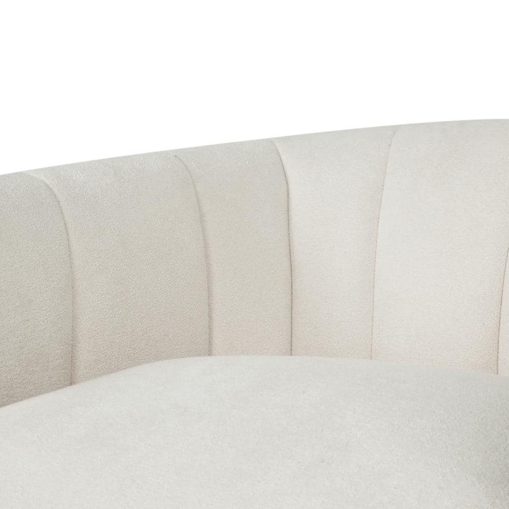 Cream Velvet Swivel Club Chair with Round Arms