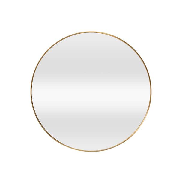Glacier Bay 24 in. W x 24 in. H Round Aluminum Framed Wall Bathroom Vanity Mirror in Gold (Screws Not Included)
