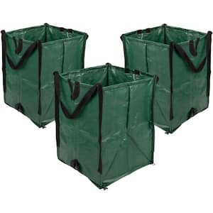48 Gal. Leaf Bag, Reusable Lawn and Leaf Garden Bag with Reinforced Handle (3-Pack, Green)