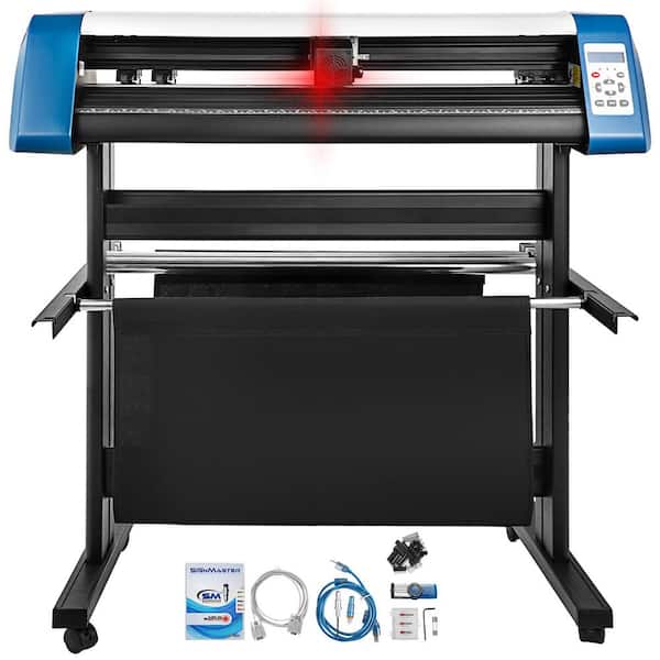 34 in. Vinyl Cutter Machine, Semi-Automatic DIY Printer with Manual Positioning, Floor Stand and Signmaster Software