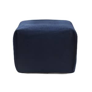 Handcrafted Solid Navy Blue 18 in. x 18 in. Pleated Square Pouf