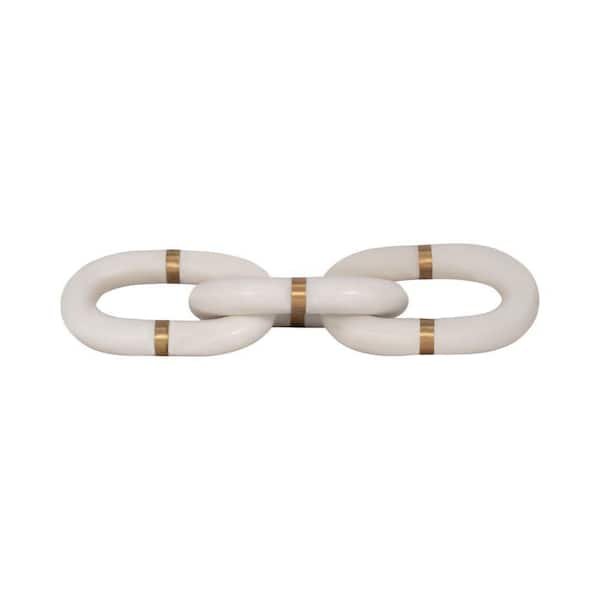 Liv & Skye White 14 in. x 3 in. Marble Chain Sculpture