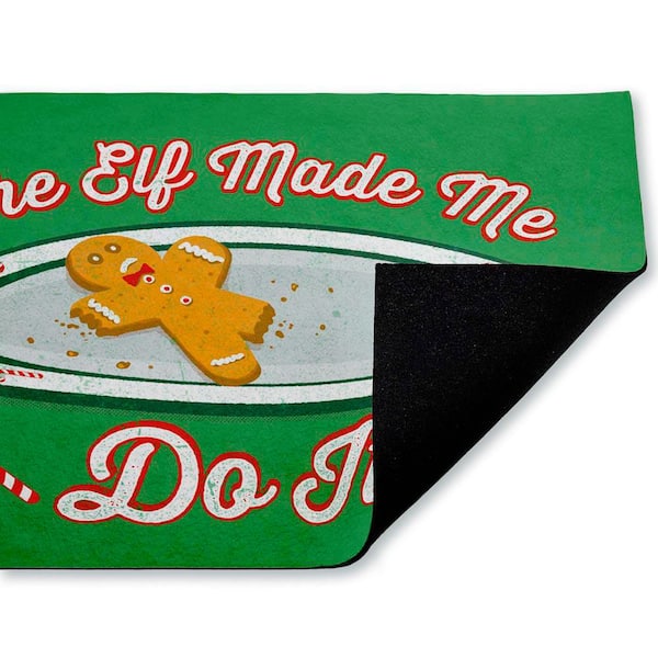 The Elf Made Me Do it Green 18 in. x 30 in. Polyester Non-Slip Outdoor Door Mat