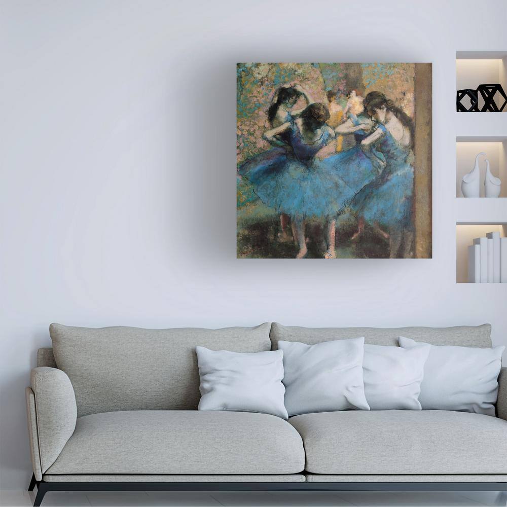 Edgar Degas Dancers in Blue Framed Canvas Art
