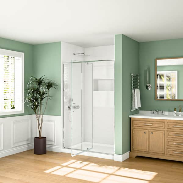 50 - 54 in. W x 71 in. H Pivot Frame Shower Door in Chrome Finish with SGCC Certified Clear Glass