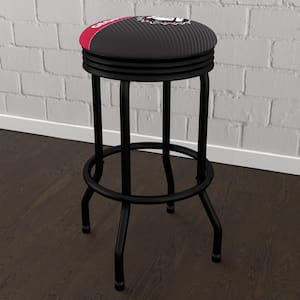University of Georgia Text 29 in. Black Backless Metal Bar Stool with Vinyl Seat