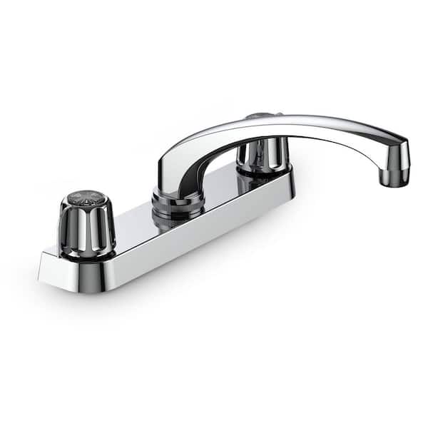Double Canopy Handle Deck Mount Standard Kitchen Faucet in Chrome, Gerber Compatible