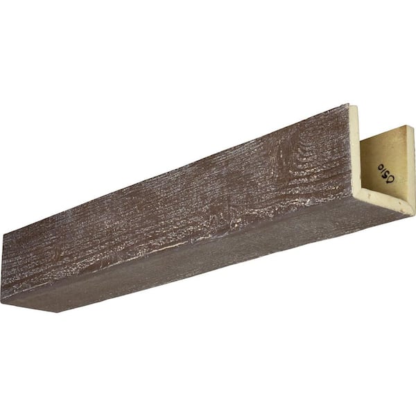 Ekena Millwork 8 in. x 10 in. x 16 ft. 3-Sided (U-Beam) Rough Sawn Vintage Mahogany Faux Wood Ceiling Beam