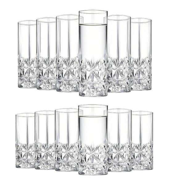 Wudkey 12 oz. Tall Highball Glasses Set of 12, Vintage Glassware for  Cocktail Tea Water Beer Soda Beverages, Dishwasher Safe GD4D63_5 - The Home  Depot