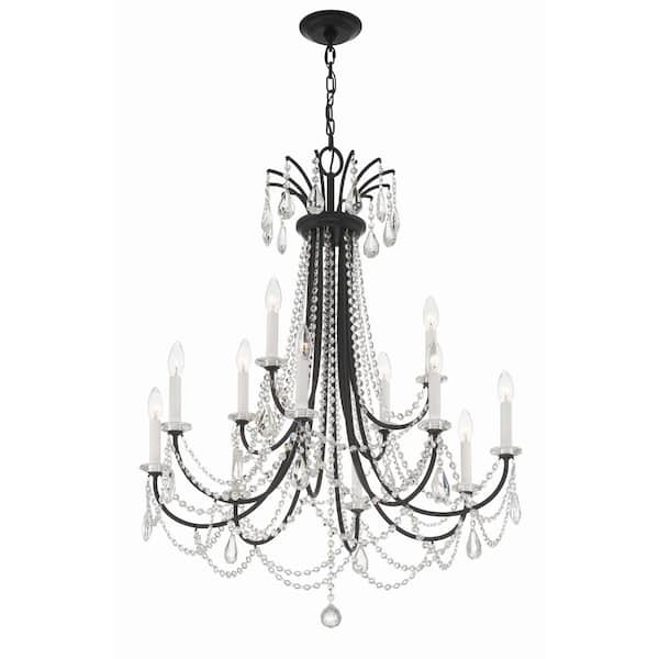 Crystorama Karrington 12-Light Matte Black Chandelier KAR-90912-MK-CL-MWP -  The Home Depot