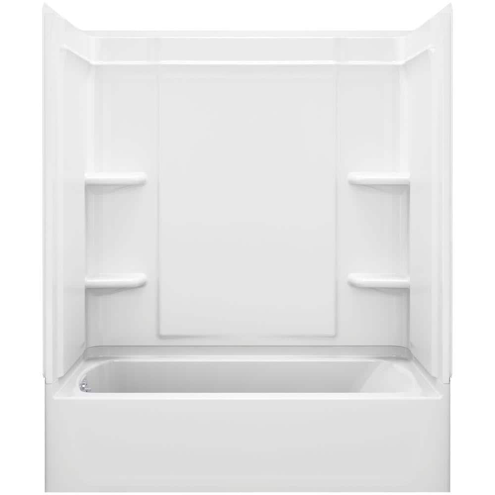Sterling Ensemble Medley 60 In X 30 In X 77 In 4 Piece Tongue And Groove Tub Wall In White 71320118 0 The Home Depot