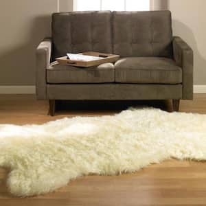 Ivory 2 ft. x 4 ft. Faux Fur Area Rug Luxuriously Soft and Eco Friendly Bear Pelt