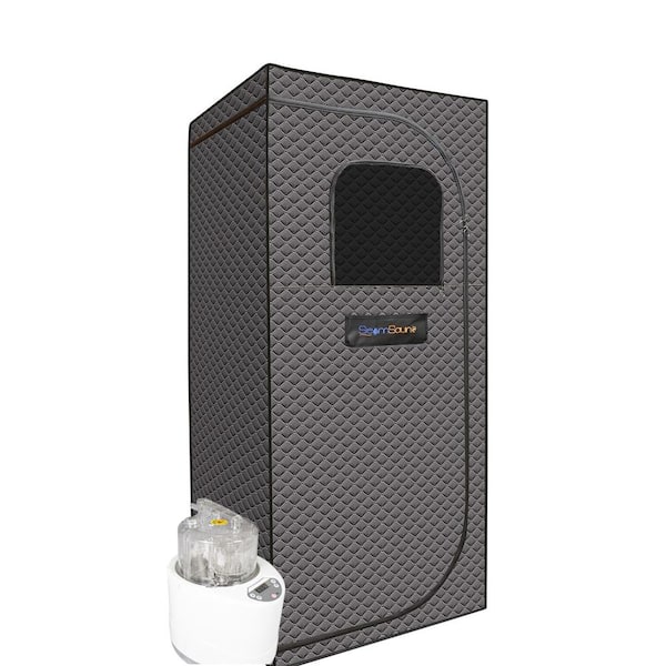 cadeninc 1-Person Portable Steam Sauna Tent with Sauna Heater, Tent, Chair, Remote Included for Home Sauna, Gray