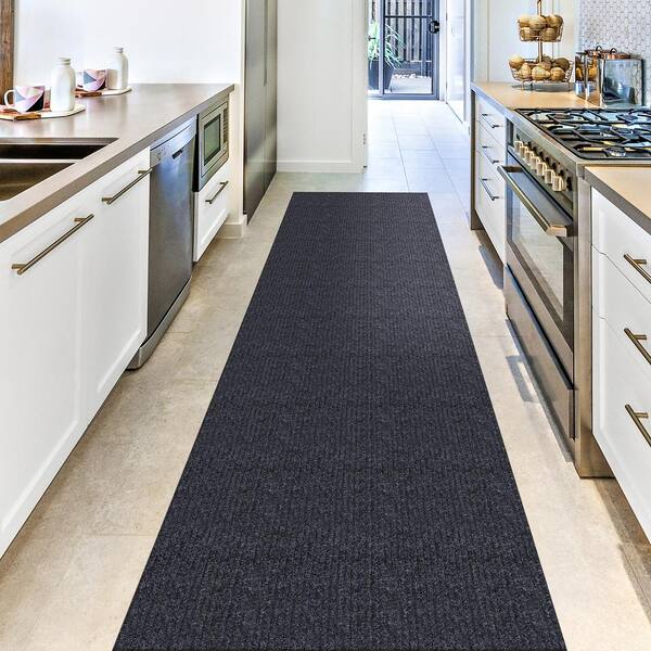 Sweet Home Stores Ribbed Waterproof Non-Slip Rubberback Solid Runner Rug, 2  ft. 7 in. x 11 ft., Gray, Polyester Garage Flooring SH-SRT703-3X11 - The  Home Depot