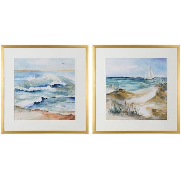 StyleCraft Seascape 2-Piece Framed Art Print 31.5 in. x 31.5 in.