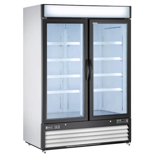 Maxx Cold 54 in. Double Glass Door Merchandiser Freezer, Automatic Defrost Cycle, Reach-in, 48 cu. ft. in White