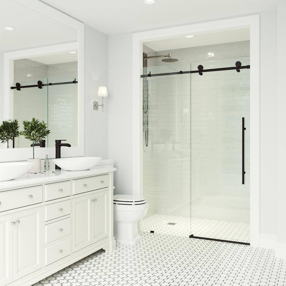 Elan E-Class 44-48" Matte Black Frameless Sliding Shower Door